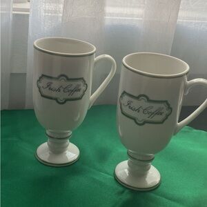 Vintage 1970 Elegant White Irish Coffee Mugs Set St Patrick